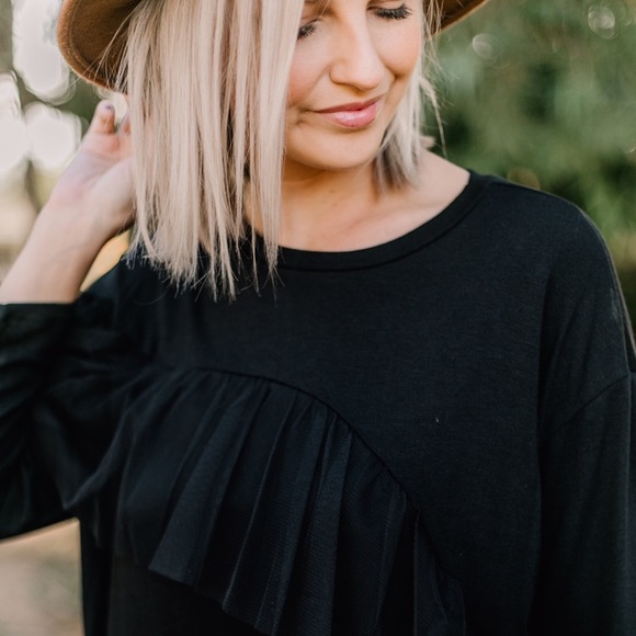 Black EVERLY dress with ruffle detailing - Picture 4 of 4